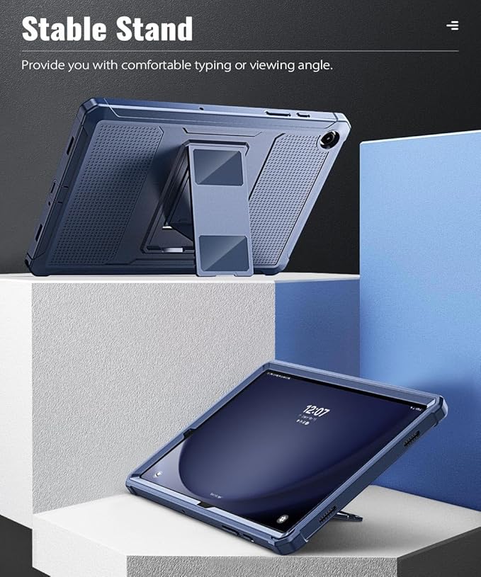 MoKo Case Fit Galaxy Tab A9 Plus 11-Inch 2023 (SM-X210/X216/X218), Shockproof Full Body Rugged Stand Back Cover Built-in Screen Protector Fit Galaxy Tab A9+ 11" 2023, Dark Blue