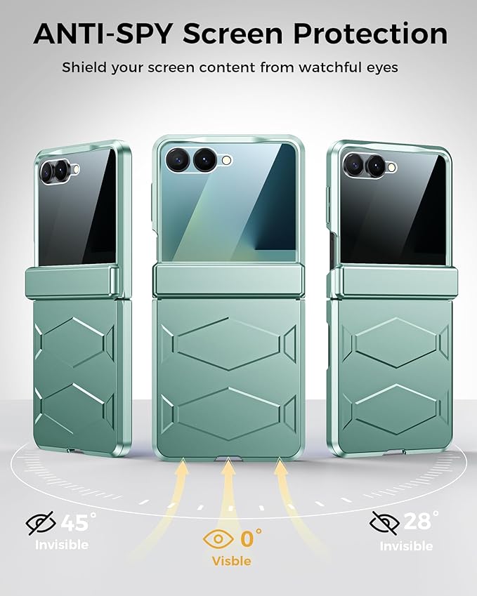 for Samsung Galaxy Z Flip 7 Case,Built-in Privacy Screen Protector&Hinge Protection Shockproof All-Inclusive Smartphone Cover for Samsung Galaxy Z Flip 7(Mint Green)