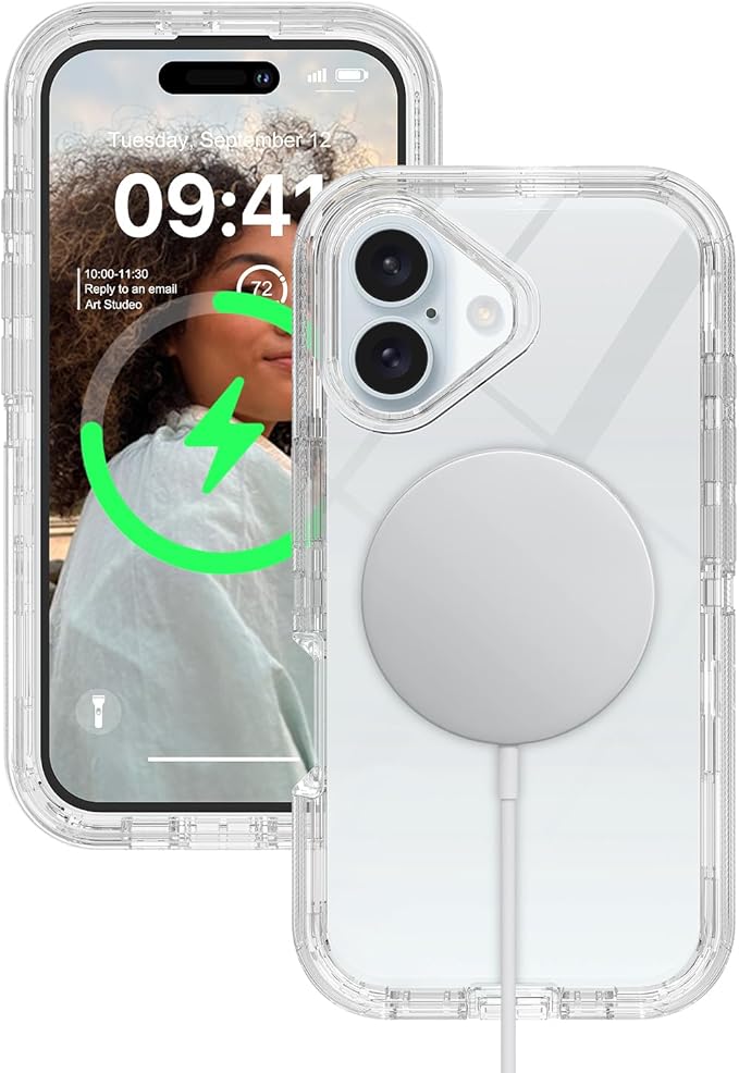 Designed for iPhone 17 Case,[Compatible with Magsafe] [Non-Yellowing] [Without Screen Protector] Shockproof/Dust/Drop Proof 3-Layer Full Body Protection Rugged Heavy Duty Cover, Clear