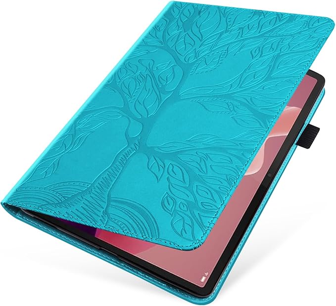 Case for Lenovo Tab P12 12.7 Inch 2023, PU Leather Cover Lightweight Flip Stand Shell with Elastic Band & Card Holder for Lenovo Tab P12 SM-TB370FU/TB371FC-Turquoise