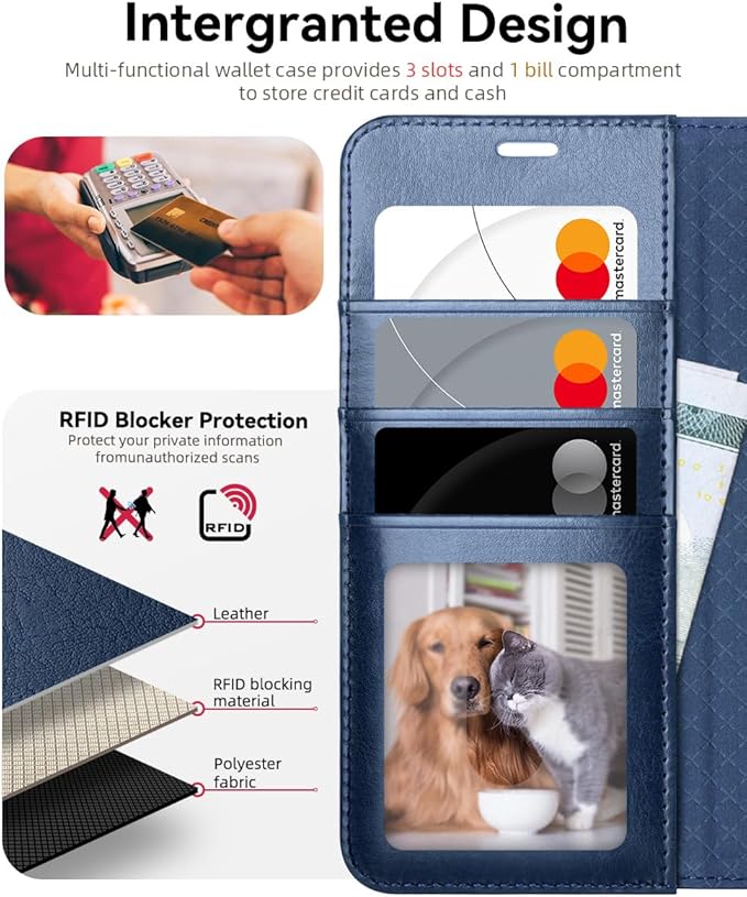 OCASE Compatible with Galaxy S25 Wallet Case, PU Leather Flip Folio Case with Card Holders RFID Blocking Kickstand [Shockproof TPU Inner Shell] Protective Phone Cover 6.2 Inch 2025, Blue