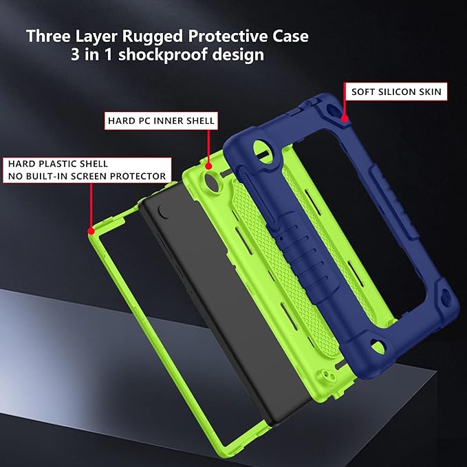 for TCL Tab 8 LE Tablet Case,Shoulder Strap Soft Silicone&Hard Back Shockproof Kids Friendly Case for TCL Tab 8 LE/TCL Tab 8 WiFi/TCL TAB 8V/TCL Tab 8 SE/TCL Tab 8 Plus 8 Inch(Navy/Green)