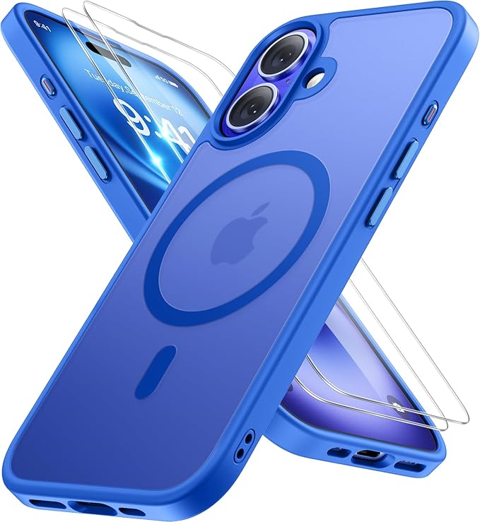 Miracase Magnetic Series for iPhone 16 Plus Case [Compatible with MagSafe] [with 2X Screen Protectors] Military-Grade Protection, Anti-Fingerprint, Slim Phone Case for 16 Plus 6.7 inch - Blue