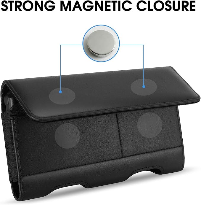 BECPLT for iPhone Air 17 Pro Max 16/15/14/13/12/11 Pro Max Holster Case Belt Clip Case Leather Holster Pouch Belt Case with Card Holder for Galaxy S25+ S24/S23/S22/S21 Plus -Black