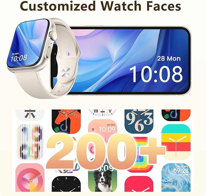 Smart Watch for Men Women, Bluetooth Call, 120+Sports Modes Fitness Tracker, Sleep Tracking, Step & Calorie Counter, IP68 Water Resistant Smartwatchs for Android iPhone, lightweight Casual Beige