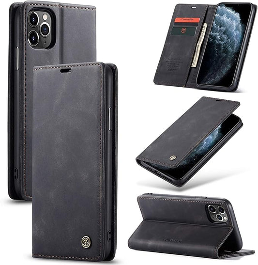 for iPhone 11 Pro 5.8-Inch Case, Flip Wallet Leather Case with Card Holder Magnetic Closure Shockproof Kickstand Protective Phone Cases Cover for iPhone 11 Pro, Black