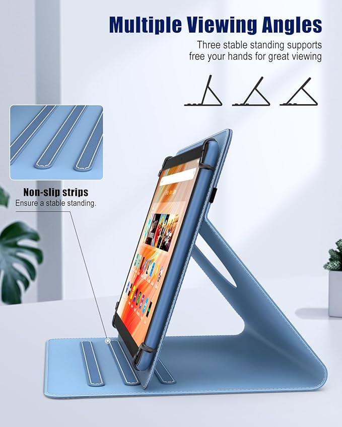 TiMOVO Universal Case for 9-11 Inch Tablet, 360 Degree Rotating Stand Protective Cover with Pen Pocket for 9 10 10.1 Inch Android Touchscreen Tablet, Denim Blue