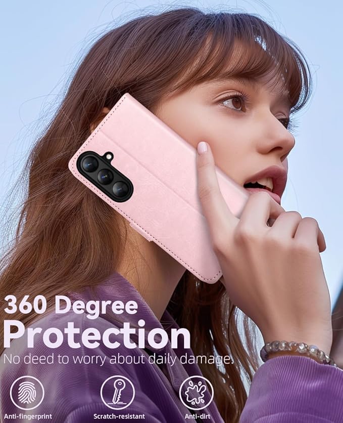 OCASE Compatible with Galaxy S25 Wallet Case, PU Leather Flip Folio Case with Card Holders RFID Blocking Kickstand [Shockproof TPU Inner Shell] Protective Phone Cover 6.2 Inch 2025, Pink