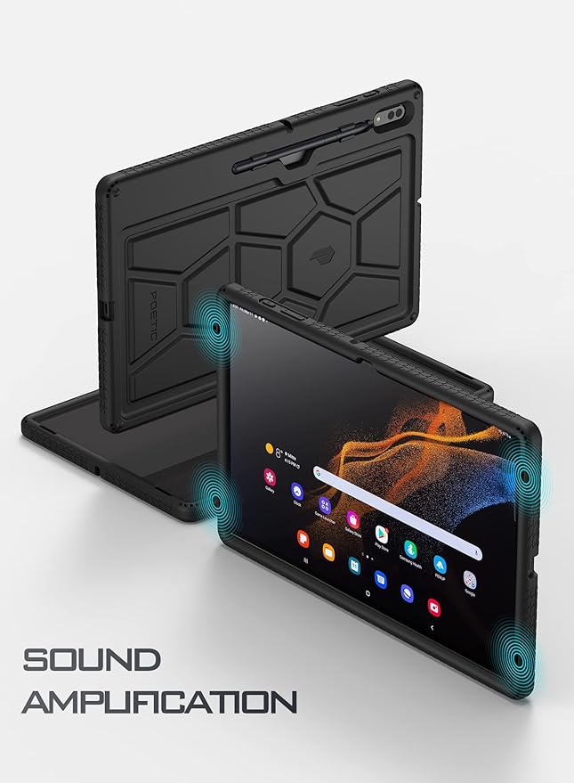 Poetic TurtleSkin Case Designed for Samsung Galaxy Tab S8 Ultra Case 14.6 Inch 2022, Heavy Duty Shockproof Rugged Kids Friendly Drop Protection Silicone Cover Case, Black