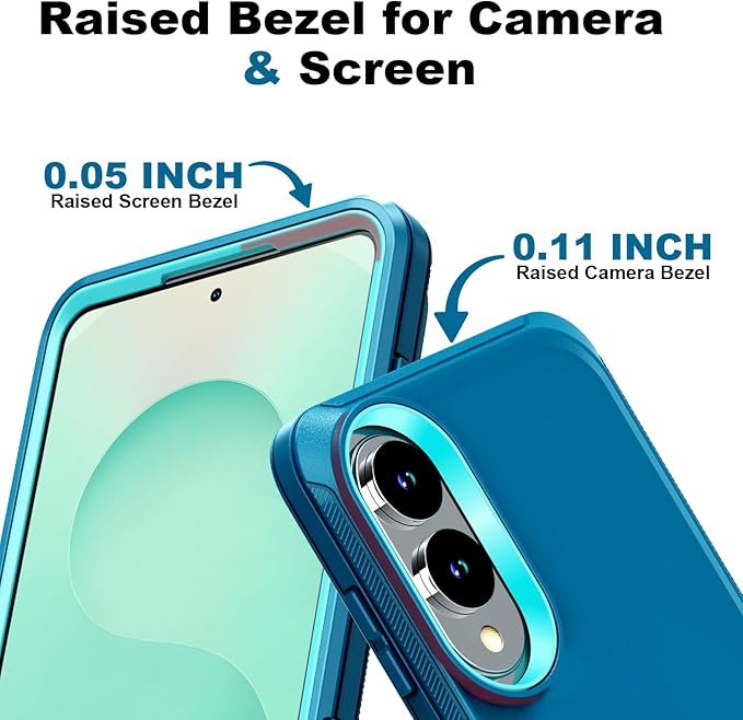 Designed for Samsung Galaxy S25 Edge Case [with Privacy Screen Protector] 3-Layer Full Body Protection Rugged Shockproof Heavy Duty Phone Case Cover, Turquoise