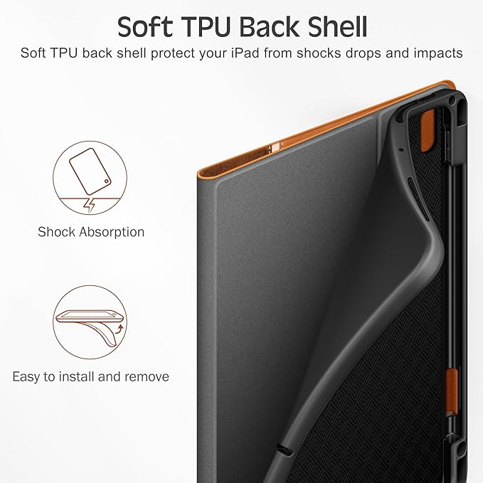 KingBlanc for iPad Air 11-inch Case M3 (2025) / M2 (2024), iPad Air 5th/4th Generation (2022/2020, 10.9") with Pencil Holder, Vegan Leather Stand Cover, Auto Sleep Wake, Viewing/Typing Angle, Brown