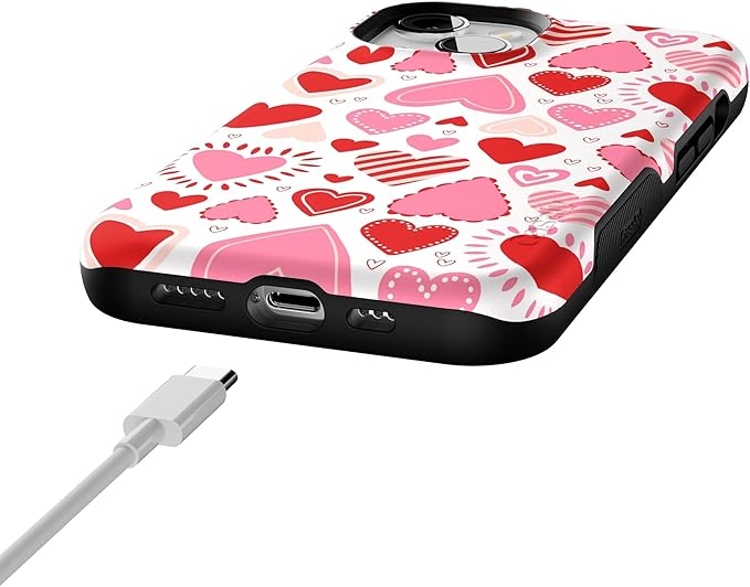 Casely iPhone 14 Case | Love Struck | Pink Heart Stickers | Compatible with MagSafe | Bold Protective Design