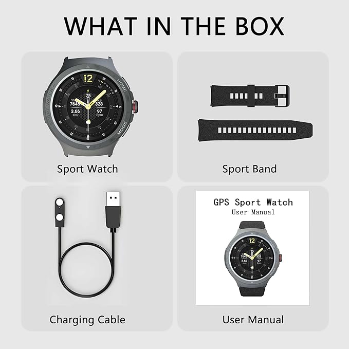 Military Smart Watch with Heart Rate Monitor/Compass/Flashlight/GPS, 1.43" Smartwatch with 170+ Sport Modes,5ATM Waterproof Fitness Watch for Men & Women, Compatible iOS Android (Black)