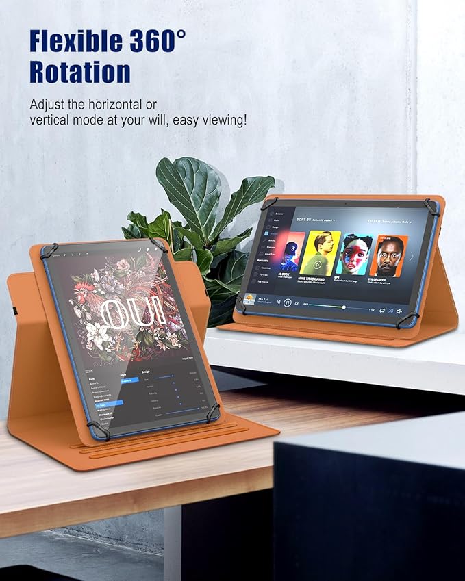 TiMOVO Universal Case for 9-11 Inch Tablet, 360 Degree Rotating Stand Protective Cover with Pen Pocket for 9 10 10.1 Inch Android Touchscreen Tablet, Light Brown