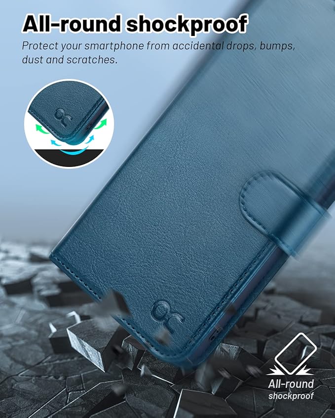 OCASE Compatible with Galaxy S23 5G Wallet Case, PU Leather Flip Folio Case with Card Holders RFID Blocking Kickstand [Shockproof TPU Inner Shell] Phone Cover 6.1 Inch (2023) -Peacock Blue