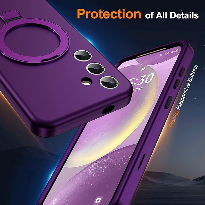 Designed for Samsung Galaxy S24 Plus Case with Magnetic Ring Stand [Compatible with Mag-Safe][Military Grade Drop Protection][Build in Kickstand] Shockproof Galaxy S24+ Phone Case 6.7",Purple