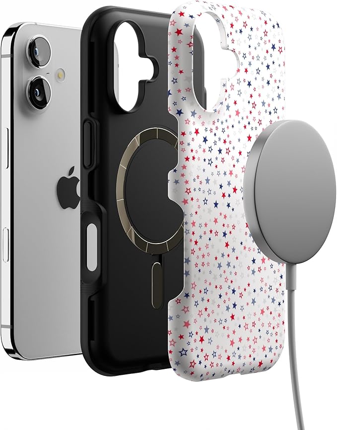 Casely iPhone 17 Case | Seeing Stars | Red, White & Blue | Bold Protective Design | Compatible with MagSafe