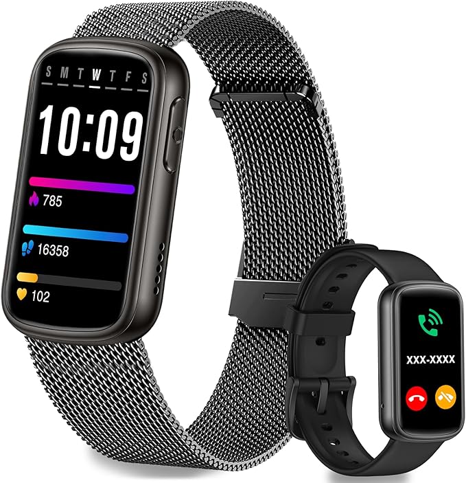 Smart Watches for Men Women,Fitness Watch with Bluetooth Call,Heart Rate/Blood Oxygen/Sleep Monitor,140+ Sports Modes 1.47'' Smartwatch for Android iPhone,IP68 Waterproof,2 Bands,Black