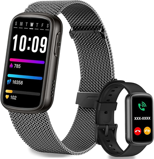 Smart Watches for Men Women,Fitness Watch with Bluetooth Call,Heart Rate/Blood Oxygen/Sleep Monitor,140+ Sports Modes 1.47'' Smartwatch for Android iPhone,IP68 Waterproof,2 Bands,Black