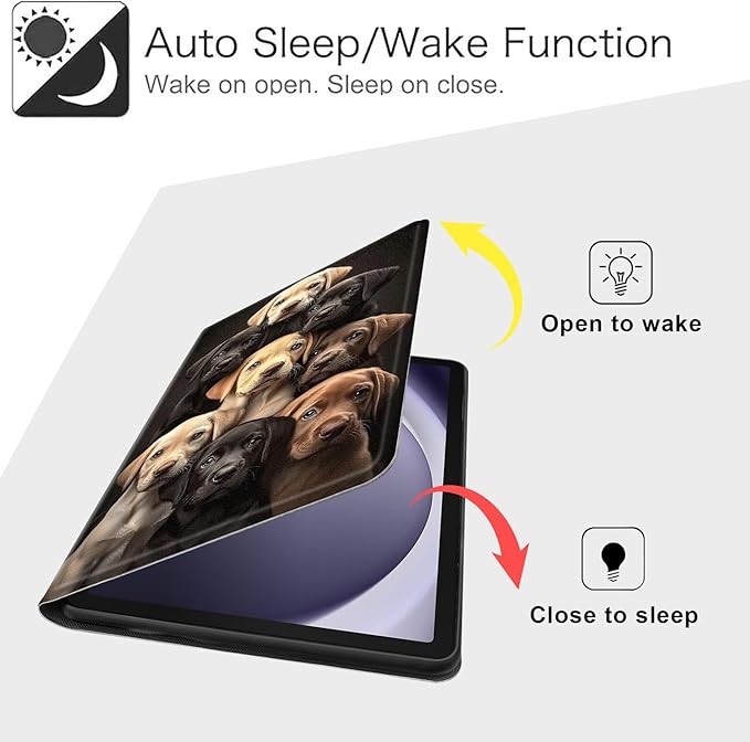 Case for Samsung Galaxy Tab A9 8.7-Inch 2023, Slim PU Leather Stand Cover with Auto Wake/Sleep, Multi-Angle Viewing & Shockproof, Labrador Puppies