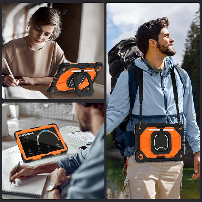 Case for Galaxy Tab A9 Plus 11 Inch Heavy Duty Cases for Samsung Galaxy A9+ (SM-X210/X216/X218) Tablet Case with Screen Protector 360 Rotating Stand Shoulder Strap Pen Holder