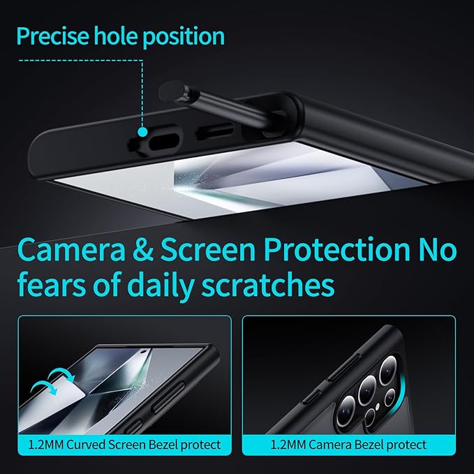 for Samsung Galaxy S24 Ultra Case,Compatible with Magsafe [Wireless Charging],with 360°Rotatable Magnetic Ring Stand,Matte Translucent Slim Soft Edge Phone Kickstand,Black