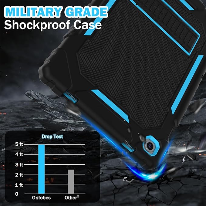 Grifobes for Samsung Galaxy Tab A9 Plus 11 Inch 2023 Cases, Heavy Duty Shockproof Rugged Cover for New Samsung Tablet A9+ 11" / 10.9" Case (SM-X210/X216/X218) with Kickstand for Kids, Black+Blue