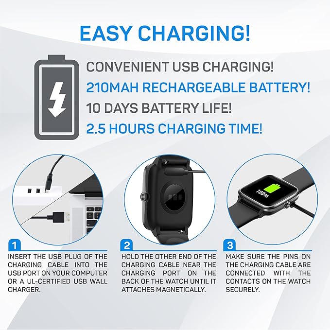 OCTANDRA Move VeryFitPro Smart Watch HR Heart Rate Sleep Monitor IP68 Waterproof Activity Fitness Tracker Step Counter Pedometer Exercise Running Watch Fitness Watches for Men & Women (ID205L) (Black)