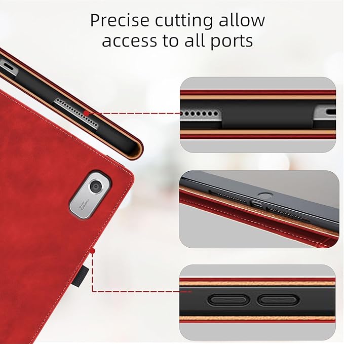 Case for Lenovo Tab M9 9.0 inch 2023 (TB-310FU) / Nook 9" Lenovo Tablet 2024, Multi-Angle Viewing Smart Cover with Pocket, Business PU Leather Flip Stand Cover-Red