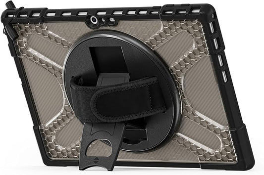 BRAECNstock for Microsoft Surface Pro 7+ Plus/ 7/6/5/4 Case 12.3 inch, Rugged Protective Cover with 360° Rotating Hand Strap & Stand, Pencil Holder, Compatible with Type Cover Keyboard, Tawny