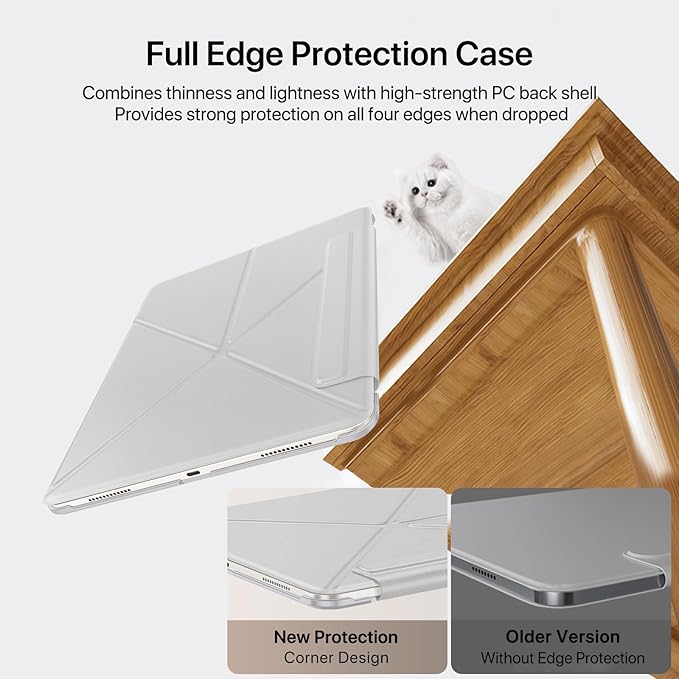 SANUODD for iPad Air 11 inch Case M3/M2 (2025/2024), Slim Powerful Magnetic Attachment Full Corner Protective iPad Case with Auto Wake/Sleep and Hidden Pencil Holder (Concrete Gray, iPad air 11 inch)