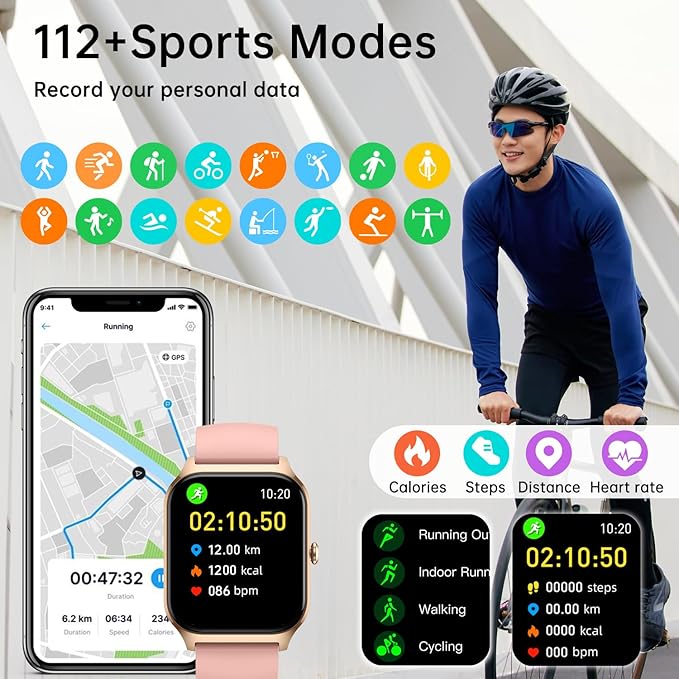 Smart Watch for Women Fitness Tracker: Waterproof Make/Answer Call Smart Watches for Women Running Digital Mens Watches Step Smartwatch Android Phones iPhone Samsung Compatible Heart Rate Monitor