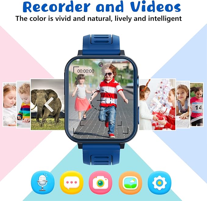 Retysaz Kids Smart Watch,24 Game Smart Watch for Kids, Smartwatches for Children 3-14 Ideal Great Present to Girls Boys (Blue)
