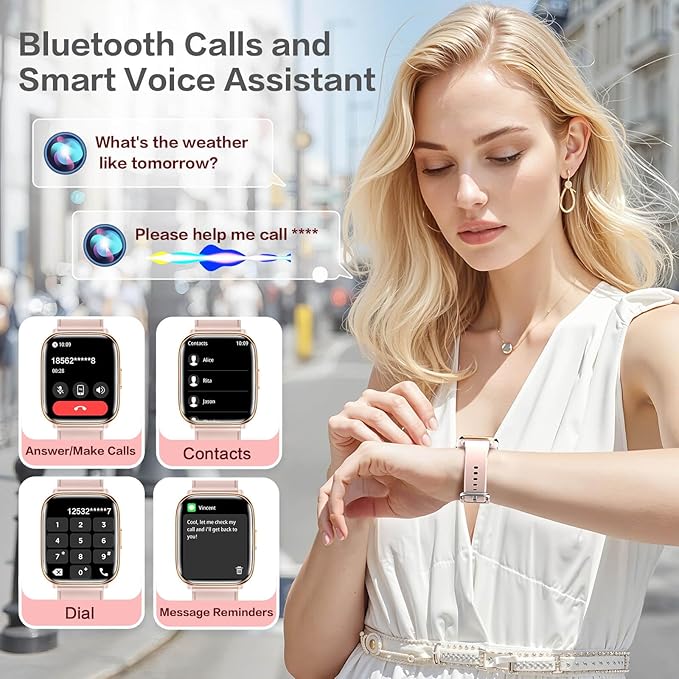 2025 Smart Watches for Women, 1.75'' Lightweight Smartwatch Women with Da GPT AI, 24/7 Sleep/ Heart Rate/ SpO2/ Blood Pressure Monitor, 120 Sport Fitness Tracker, IP68 Waterproof for Android iOS