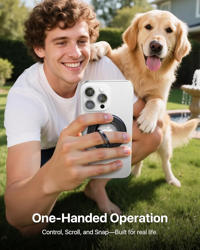 andobil [2025 3rd Gen] Magnetic Phone Grip for MagSafe [Sability Max] Stronger Two-Sided Magnet Cell Phone Ring Holder Compatible with MagSafe Accessories, iPhone 17 Pro Max Air 16 15 14 13 12, Black