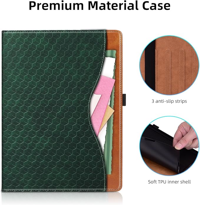 Case for Samsung Galaxy Tab A 8.4 2020 Model SM-T307 Multi-Angle Stand Folio Cover PU Leather with Card Pocket Tab T307 Case,Retro Green