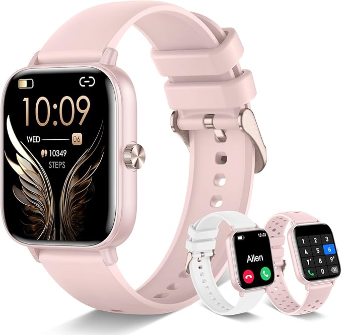Smart Watch for Women Answer/Make Calls, 1.83'' Touchscreen Smartwatch with 100+ Sport/Heart Rate Sleep Monitor/Pedometer/AI Voice, Waterproof Fitness Activity Tracker, Compatible Android/iOS, Pink