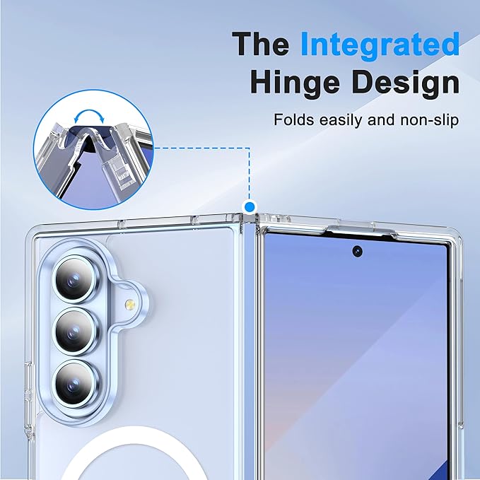 Oterkin Magnetic for Samsung Galaxy Z Fold 7 Case, [Compatible with MagSafe] Transparent Non-Slip Shockproof Bumper Protective Phone Case for Z Fold 7, Clear