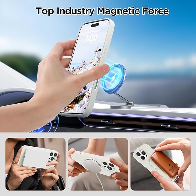 Magnetic Stand for iPhone16 Pro Max Case with Kickstand 【Lab-Certified Protection】【Not Yellowing】【Anti-Fingerprint】 Durable, Enhanced Grip, Slim，White，iPhone 16 Pro Max 6.9"