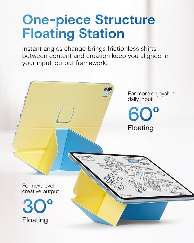MOFT Dynamic Folio Case for for iPad Air 11-inch M3 M2 2025 2024/10.9 Air 5th 4th Generation 2022 2020, iPad Pro 11 Inch 4th/3rd/2nd Gen, Magnetic Case with 20+ View Angles, Panna Cotta x Faded Jeans
