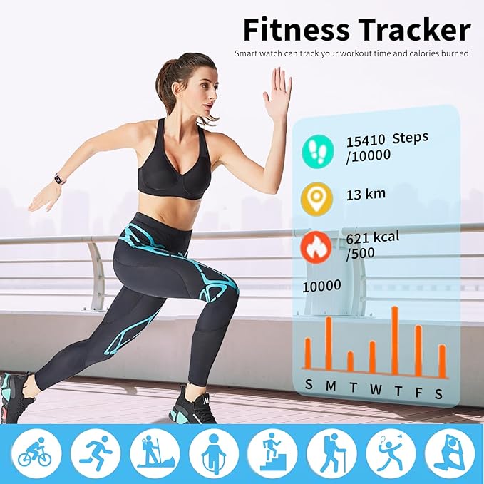 Smart Watch for Women Men, 2025 1.83" HD Smartwatches (Answer/Make Call), IP68 Waterproof Activity Fitness Tracker, Sleep Monitoring, Pedometer, Fitness Watch for Android iOS (Silver)