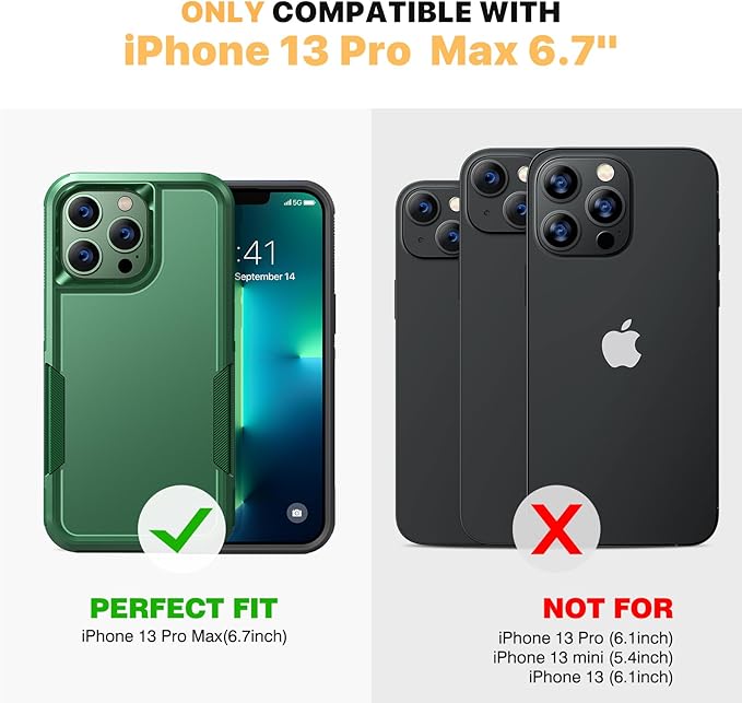 Diaclara Designed for iPhone 13 Pro Max Case, [with Privacy Screen Protector] [Anti Spy] [Military Grade Drop Protection] Heavy Duty Full-Body Shockproof Phone Case, Green
