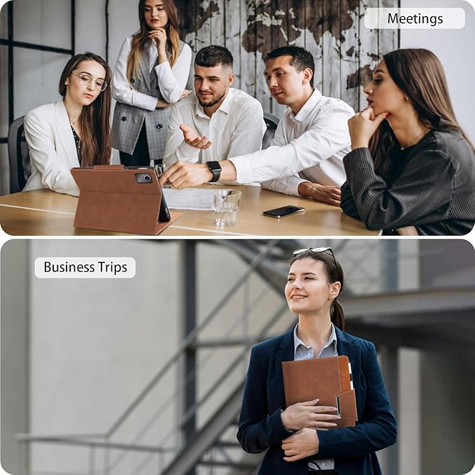 Case for Lenovo Tab M11 (TB-330FU/TB-331FC)/Tab K11 LTE 11 Inch 2024 - Multi-Angle Viewing Stand Cover with Pocket, PU Leather Folio Case with Magnetic Clasp, Auto Wake/Sleep Smart Tablet Cover, Brown