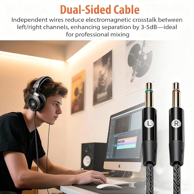 JOYO Studio Monitor Headphones Wired Professional Semi-Open Headphone for Guitar Piano Podcast Recording,Mixing,Live Streaming 3 Meter Cable (JMH-03)