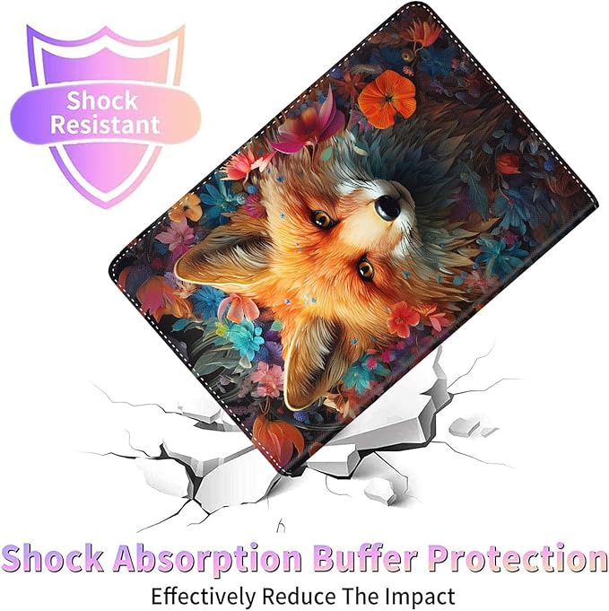 Case for Galaxy Tab A9 Plus ， Auto Sleep/Wake Multi-Angle Viewing Slim Folio Stand Cover for Samsung Galaxy Tab A9+/A9 Plus 11 Inch 2023 (SM-X210/X216/X218), Fox with Flowers
