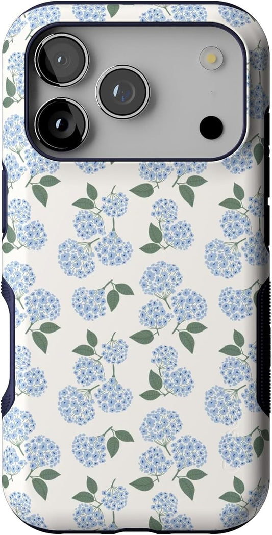 Casely iPhone 17 Pro Case | Nantucket Cottage | Blue Hydrangea | Bold Protective Design | Compatible with MagSafe