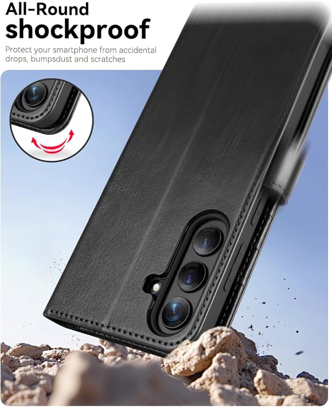 OCASE Compatible with Galaxy S25 Plus Wallet Case, PU Leather Flip Folio Case with Card Holders RFID Blocking Kickstand [Shockproof TPU Inner Shell] Protective Phone Cover 6.7 Inch 2025, Black