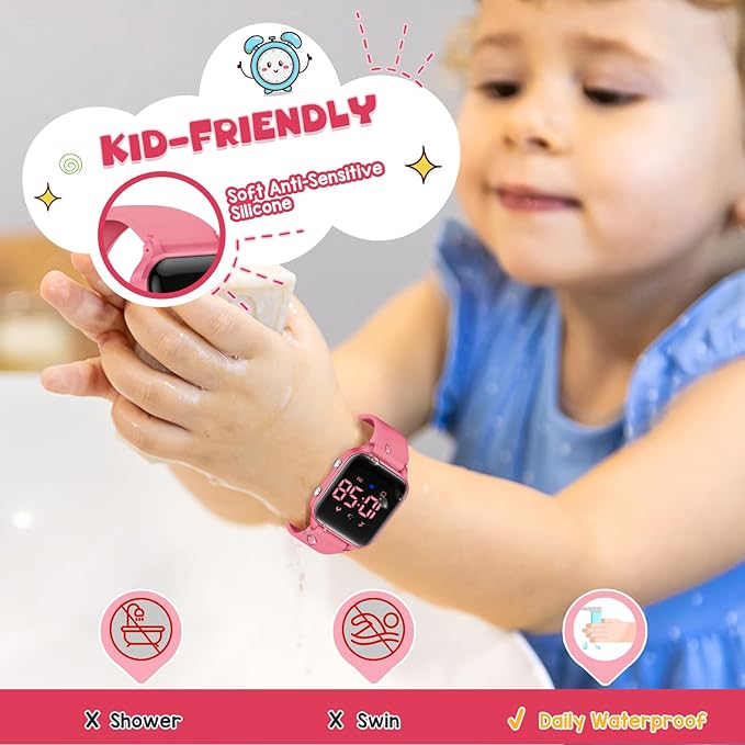 Kids Digital Watches for Boys Girls, Sports Watch with Fitness Tracker, Pedometer, Alarm Clocks, Stopwatch, No App Needed Waterproof Kids Watch, Gift for Teens Student Girls Boys Ages 5-14