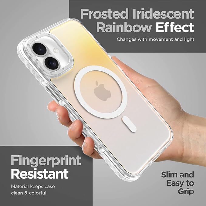 MOWIME Magnetic Case for iPhone 17 [Compatible with Magsafe] [Cute Fashion Fluorescent Design] [1 Screen Protector] Slim Translucent Matte Case for iPhone 17 6.3" 2025, White