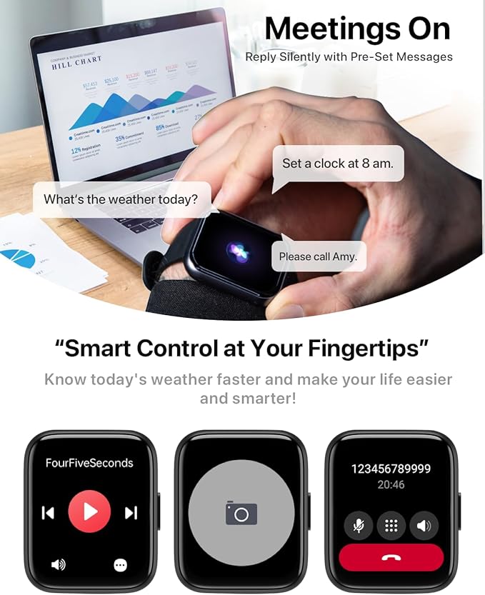 Smart Watches for Men Women - 1.83" HD Dynamic Dial 2025 Fitness Tracker with 100 Sports Modes, Heart Rate/Sleep Monitor, IP68 Waterproof, Bluetooth Call & Music Control for iPhone/Android